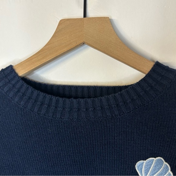 Happily Grey Navy Blue Seashell Sweater, Size XS - Picture 4 of 7